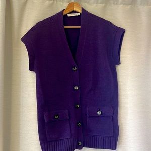 Tory Burch purple sleeveless cardigan